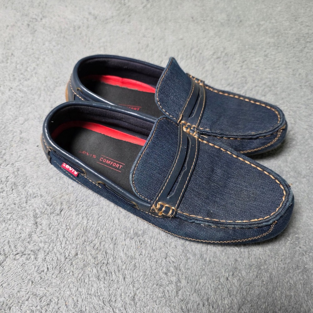 Levi's Mens 10 Loafers Navy Blue Denim Textile Driving Moccasins 51790209U